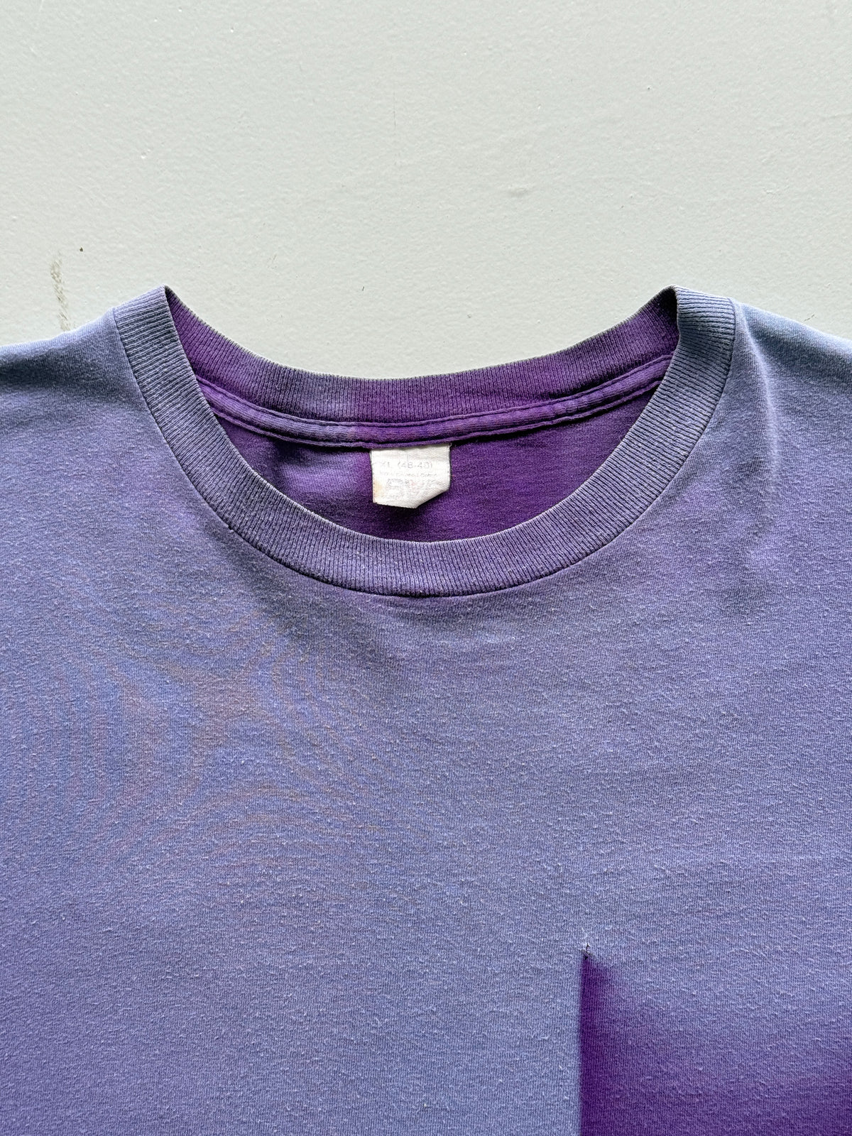 Purple Ghost Pocket Sun Faded Vintage Single Stitch Pocket T-Shirt - Large