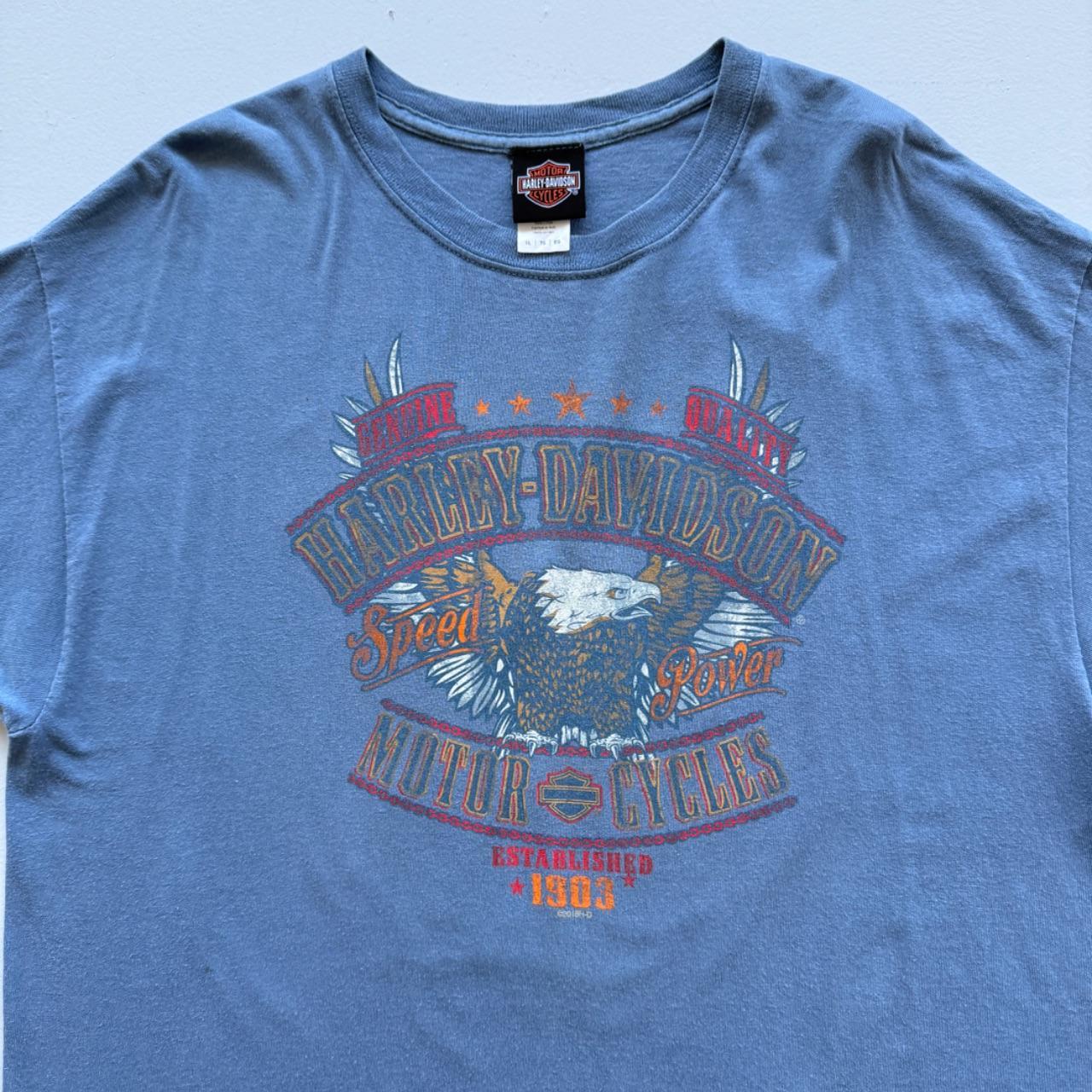 Pale Blue Harley Davidson 90s Vintage Graphic T-shirt - XL