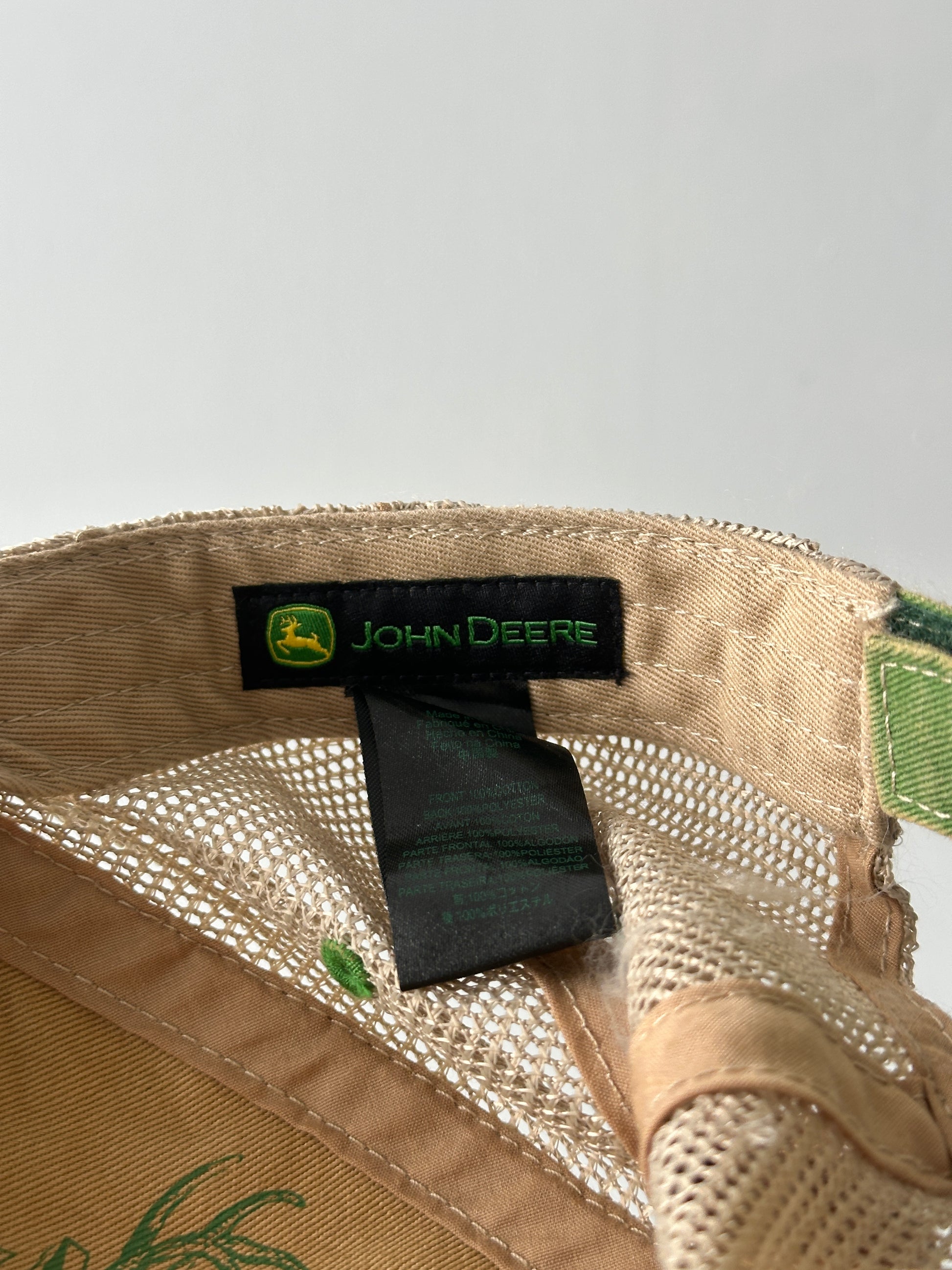 Green / Beige John Deere Vintage Foam and Mesh SnapBack Trucker Cap