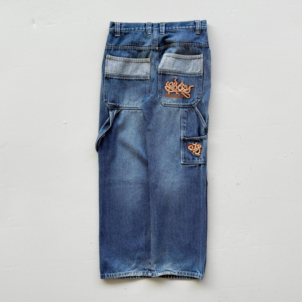 Blue Hip-Hop Baggy Wide Leg Y2K Vintage Jeans - 29” x 28”