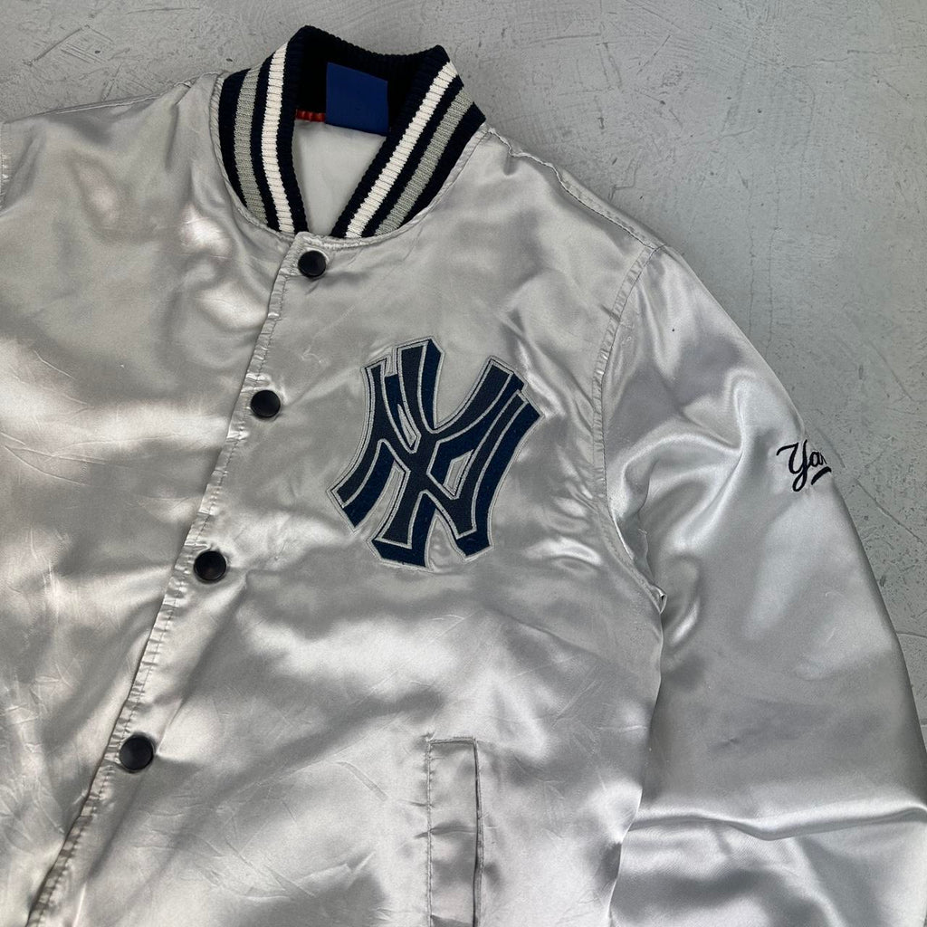 New York Yankees Silver Rare Vintage Varsity Jacket - Medium