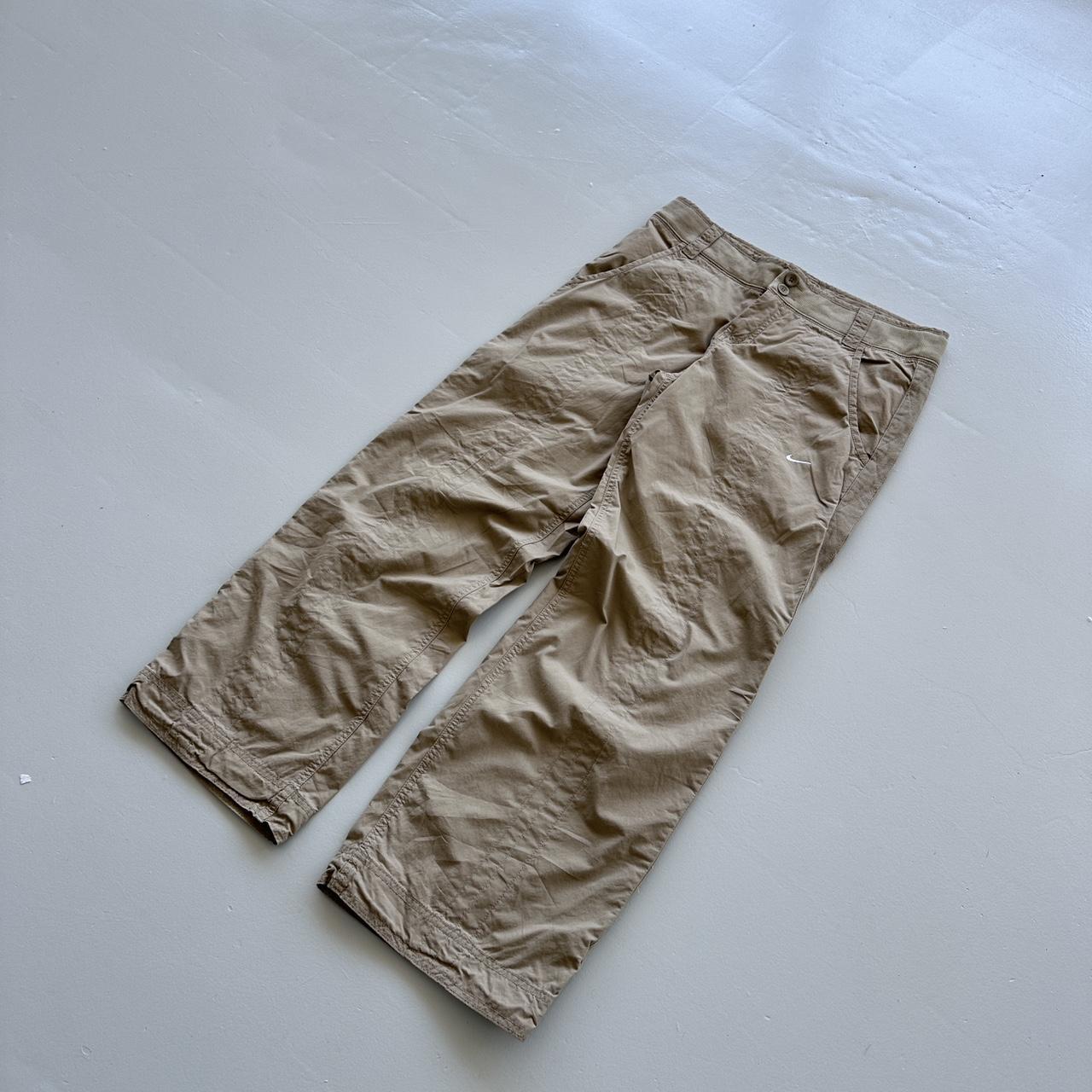 Cream Women’s Wide Leg Low-Rise Nike Dead-stock Y2K Cargo Pants - 34" x 31"