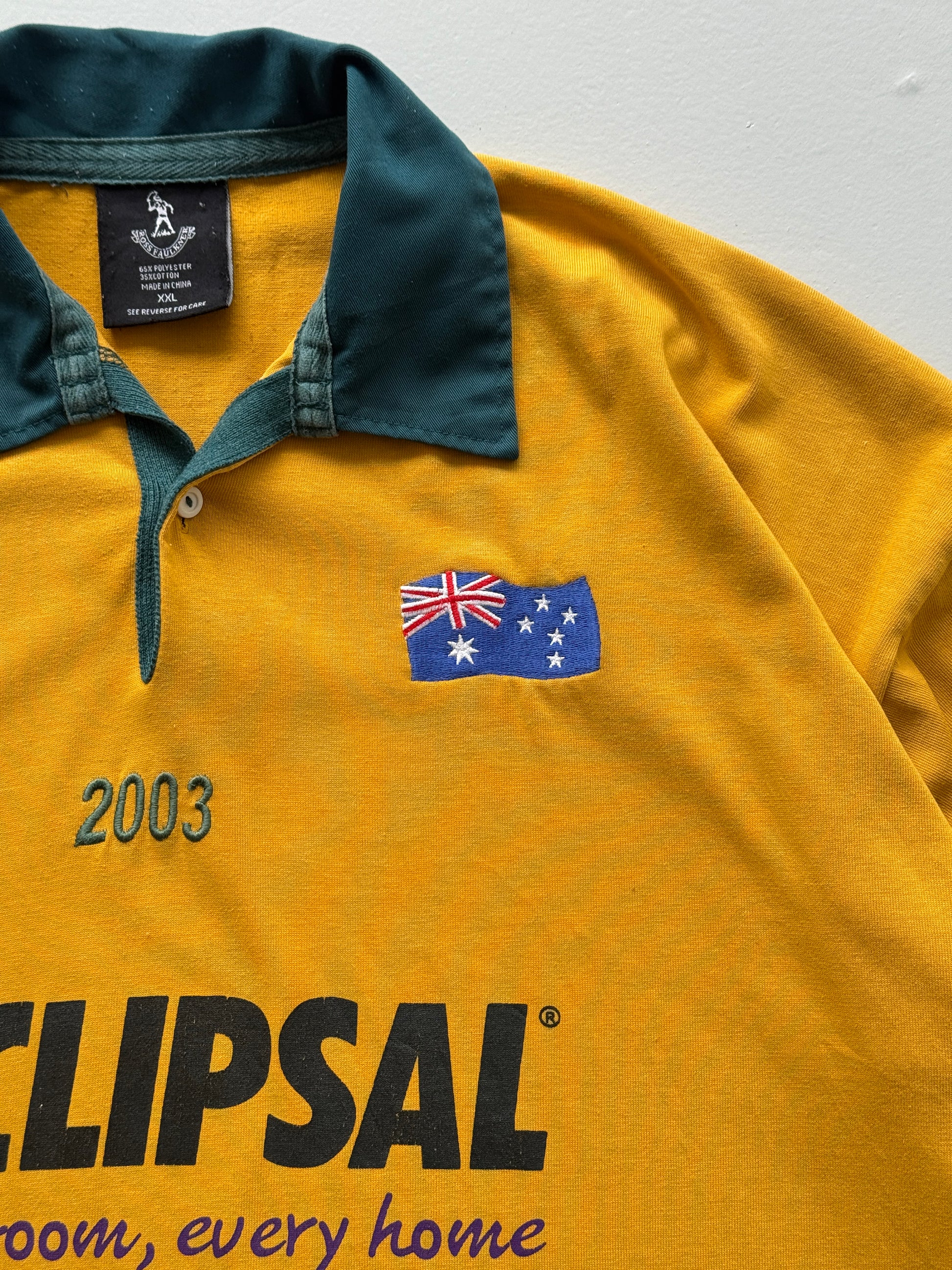 Yellow AFL Australia 90's Vintage Aussie Rules Football Long Sleeve Jersey - XL