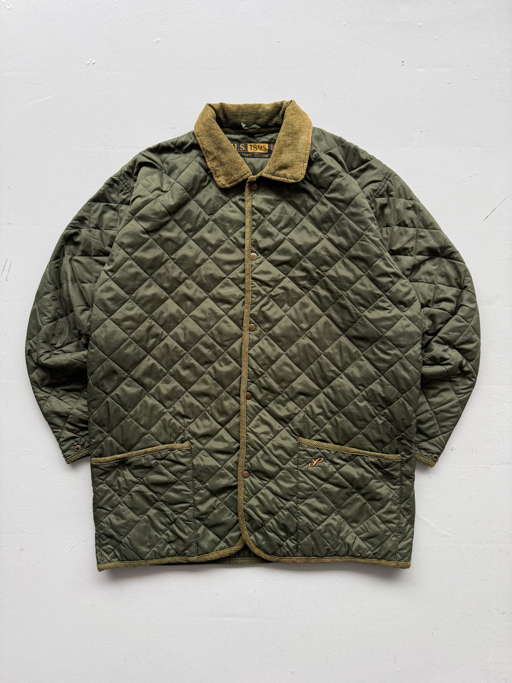 Green Quilted Check 80's Vintage Military Style Jacket - XL