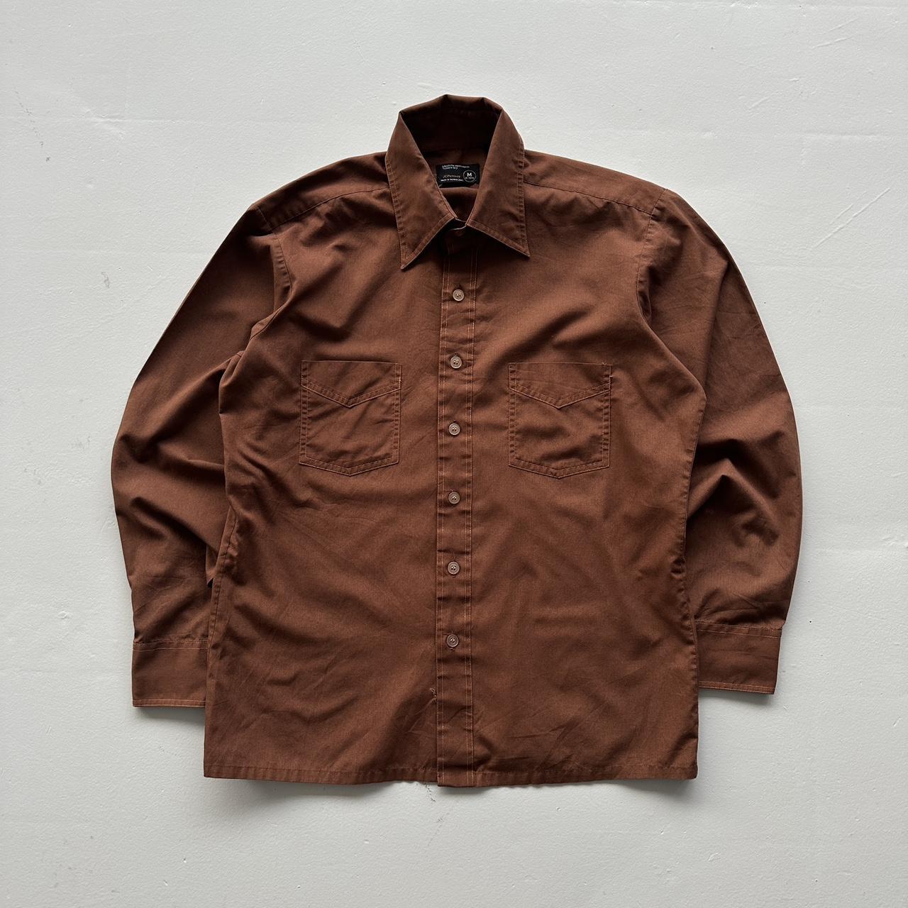 Brown JC Penny 70s Button-Up Shirt - Medium