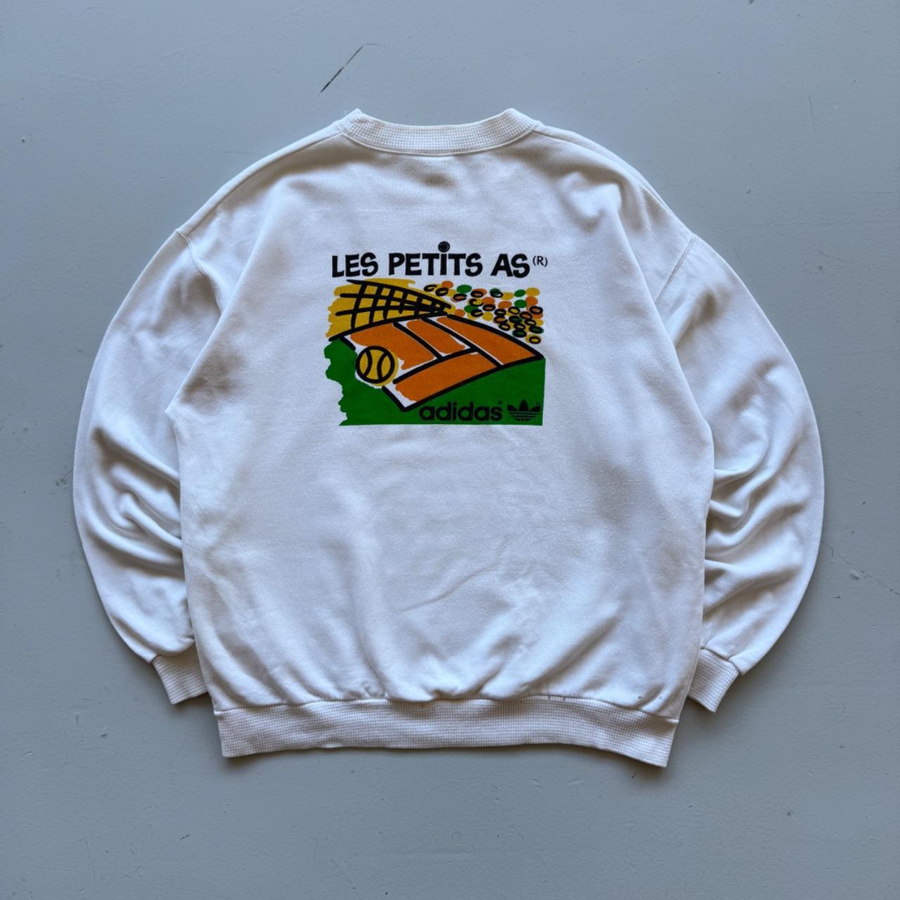 Cream Adidas Tennis 90s Vintage Graphic Sweatshirt - Small