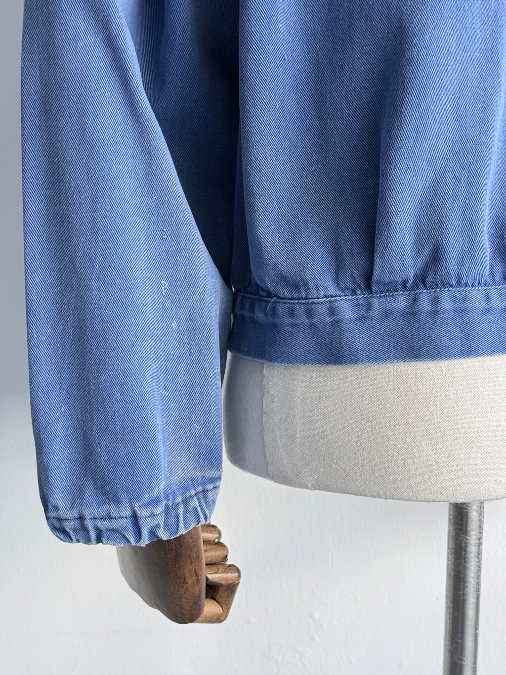 Blue French 1960s Vintage Cropped Workwear Chore Jacket CH491 - XS/S