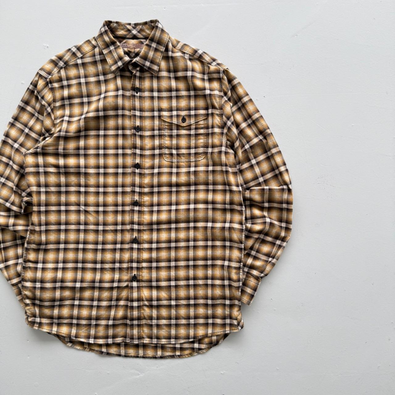 Yellow Checkered Long Sleeve 90s Vintage Flannel Shirt - Large