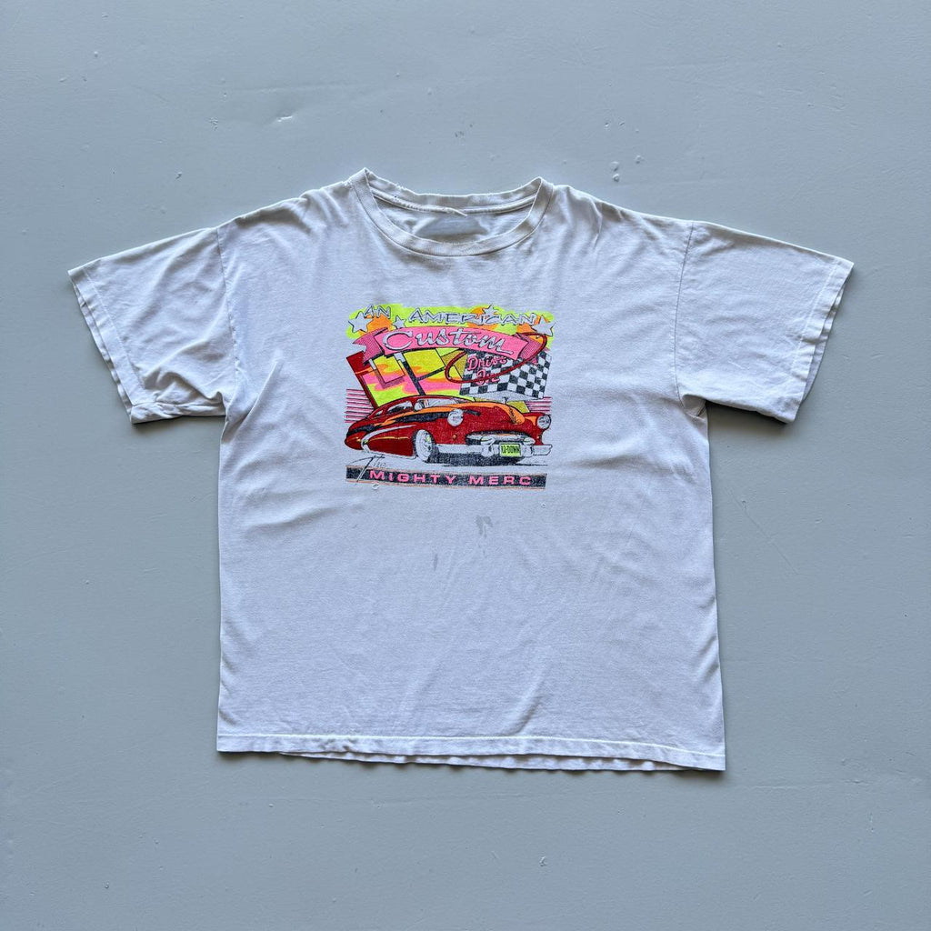 White Custom Cars Hot Rods Thrashed Vintage 90s T-shirt - XL