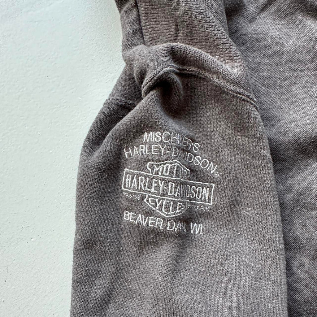 Grey Harley Y2K Vintage Hoodie - Large 10/12