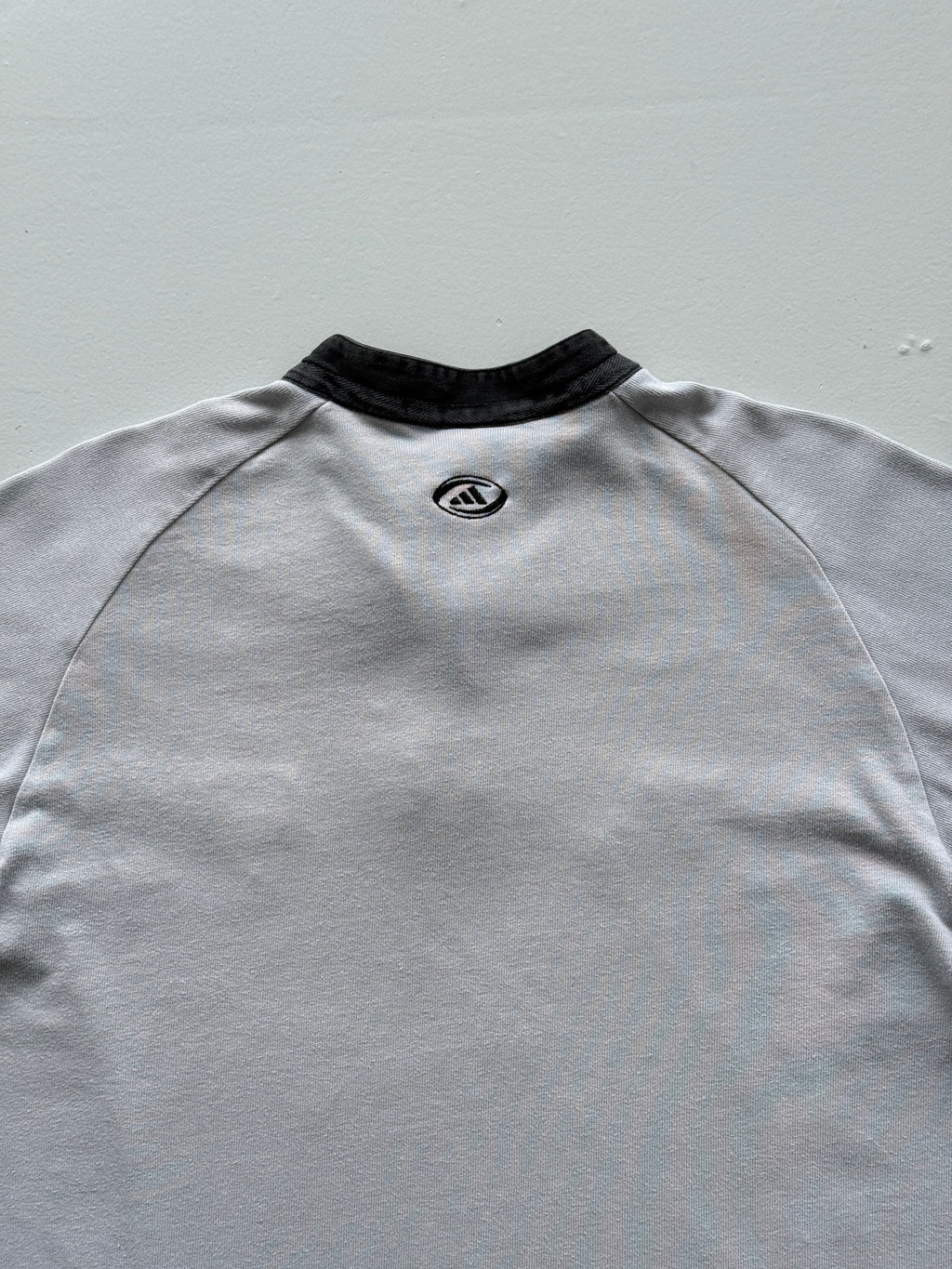Grey ASM Adidas 00's Vintage Long Sleeve Rugby Polo Training Jersey - Medium