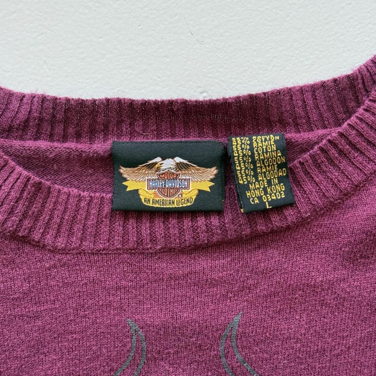 Purple Harley Davidson 00's Y2K Knit Cropped Jumper - Womens Large