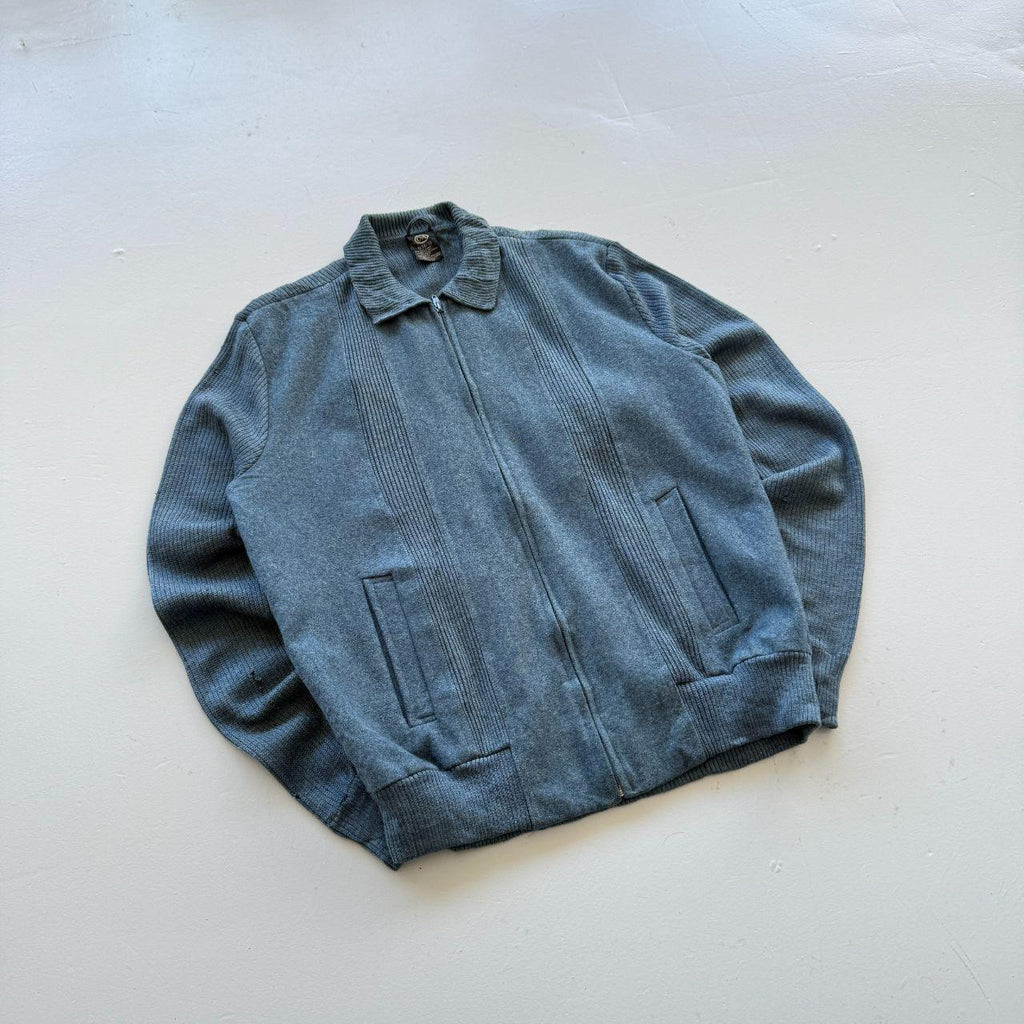 Blue C&A Full Zip Knitted Jacket 80s Knit - Large