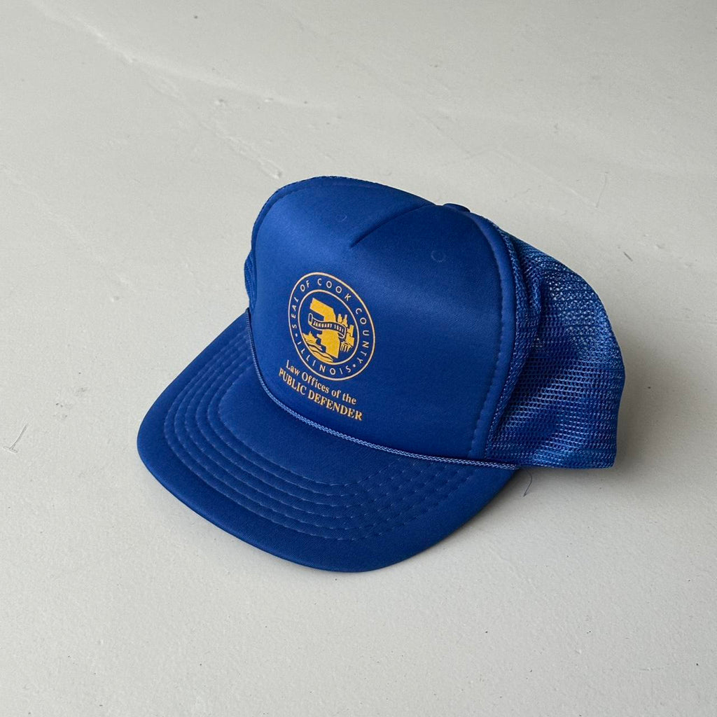 Blue Public Defender Vintage Foam and Mesh SnapBack Trucker Cap