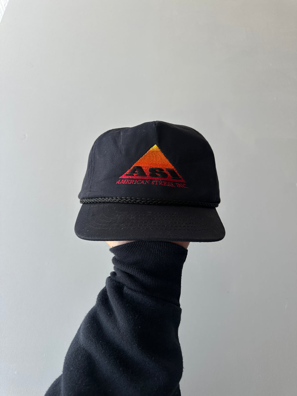Black ASI American Stress Inc. Vintage SnapBack Trucker Cap