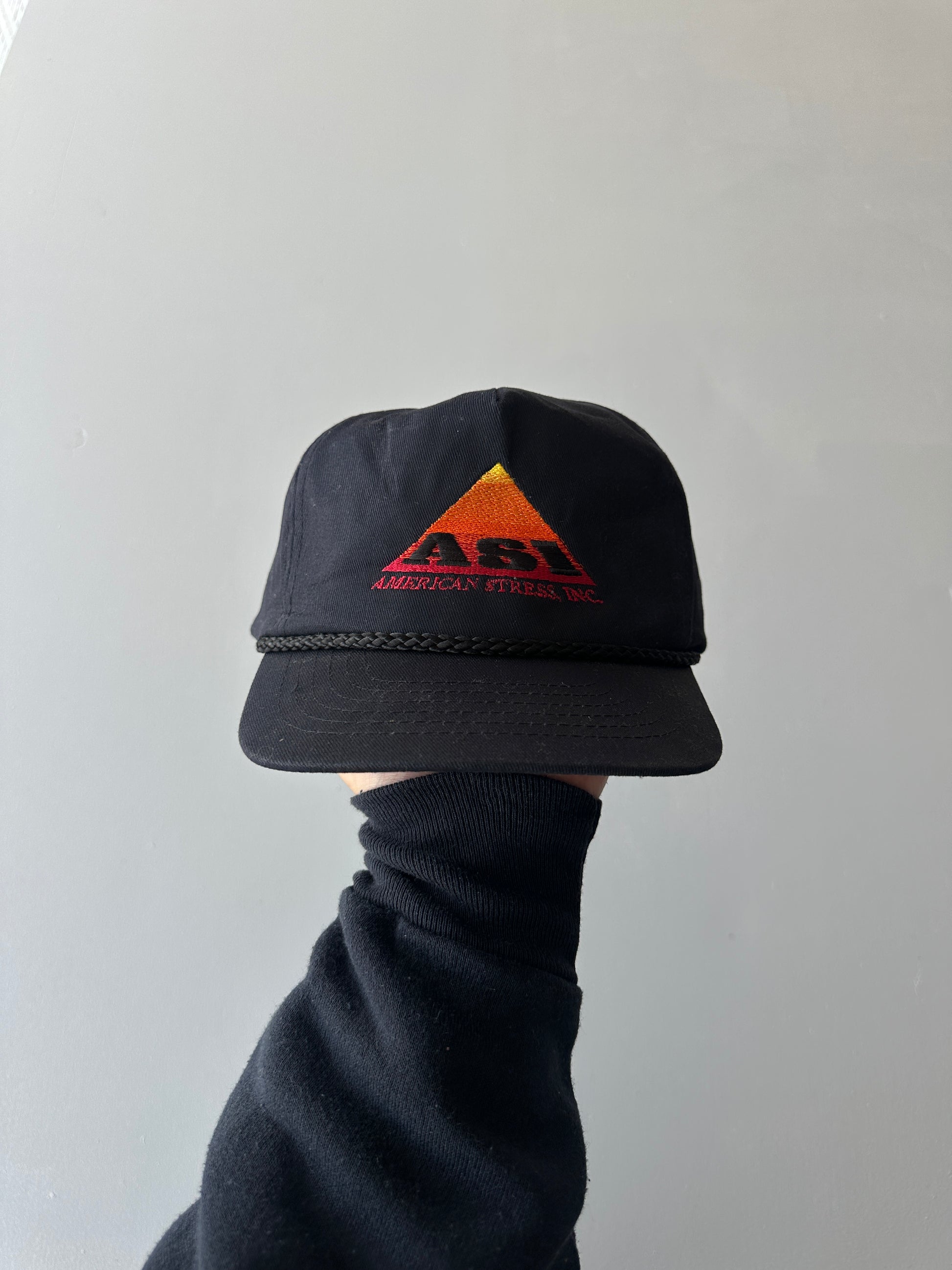 Black ASI American Stress Inc. Vintage SnapBack Trucker Cap