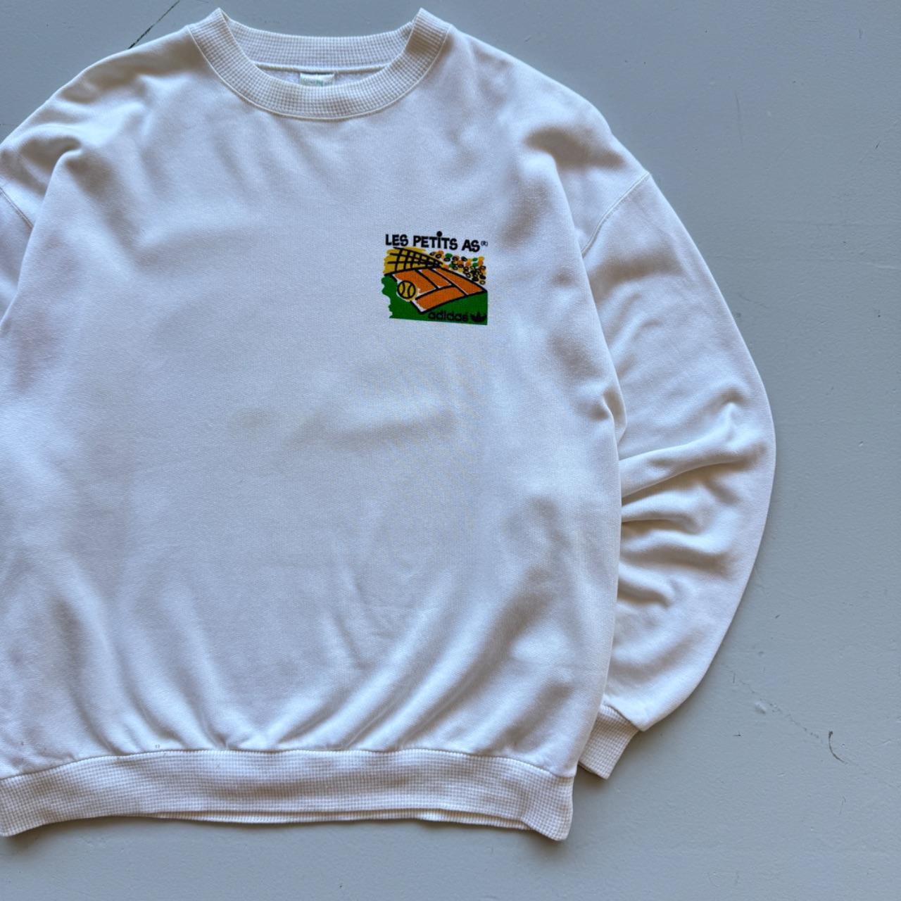 Cream Adidas Tennis 90s Vintage Graphic Sweatshirt - Small