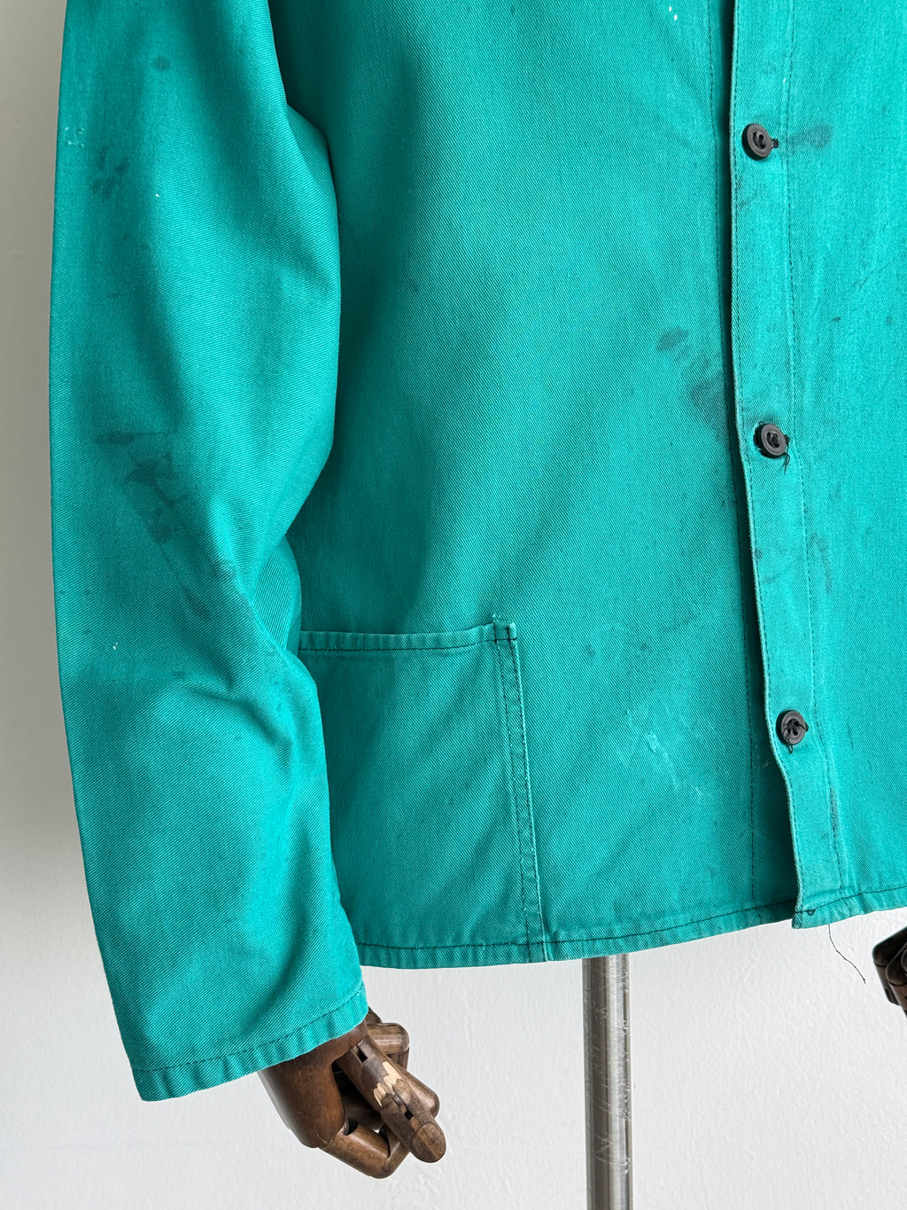 Turquoise French 1970's Vintage Workwear Chore Jacket CH485 - Medium