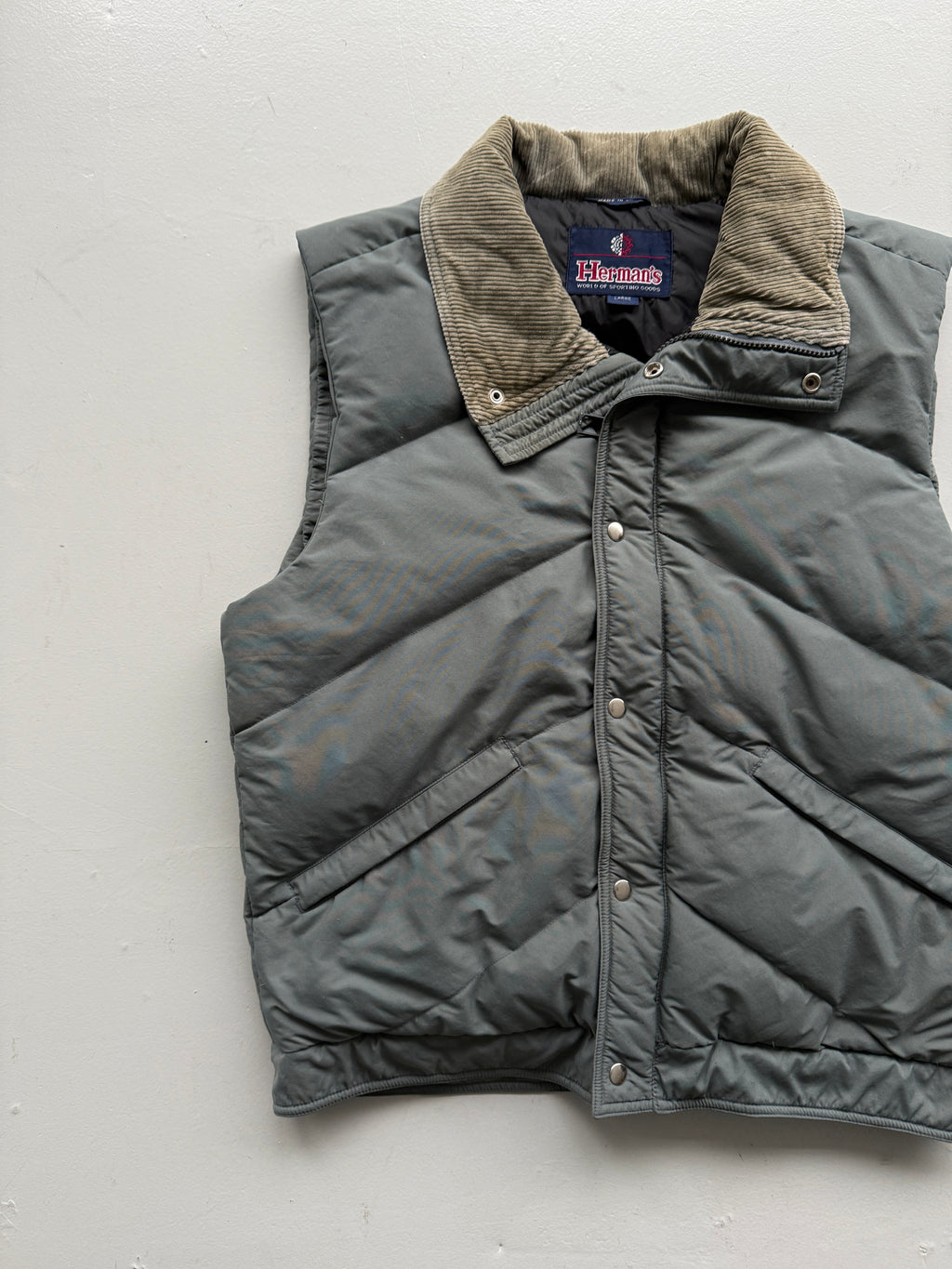 Grey Hermans 90's Vintage Puffer Vest Body Warmer - Large