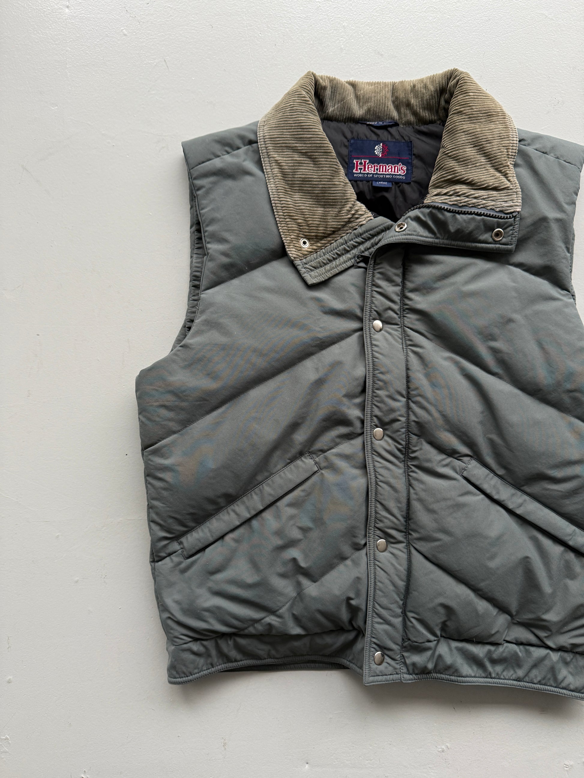 Grey Hermans 90's Vintage Puffer Vest Body Warmer - Large