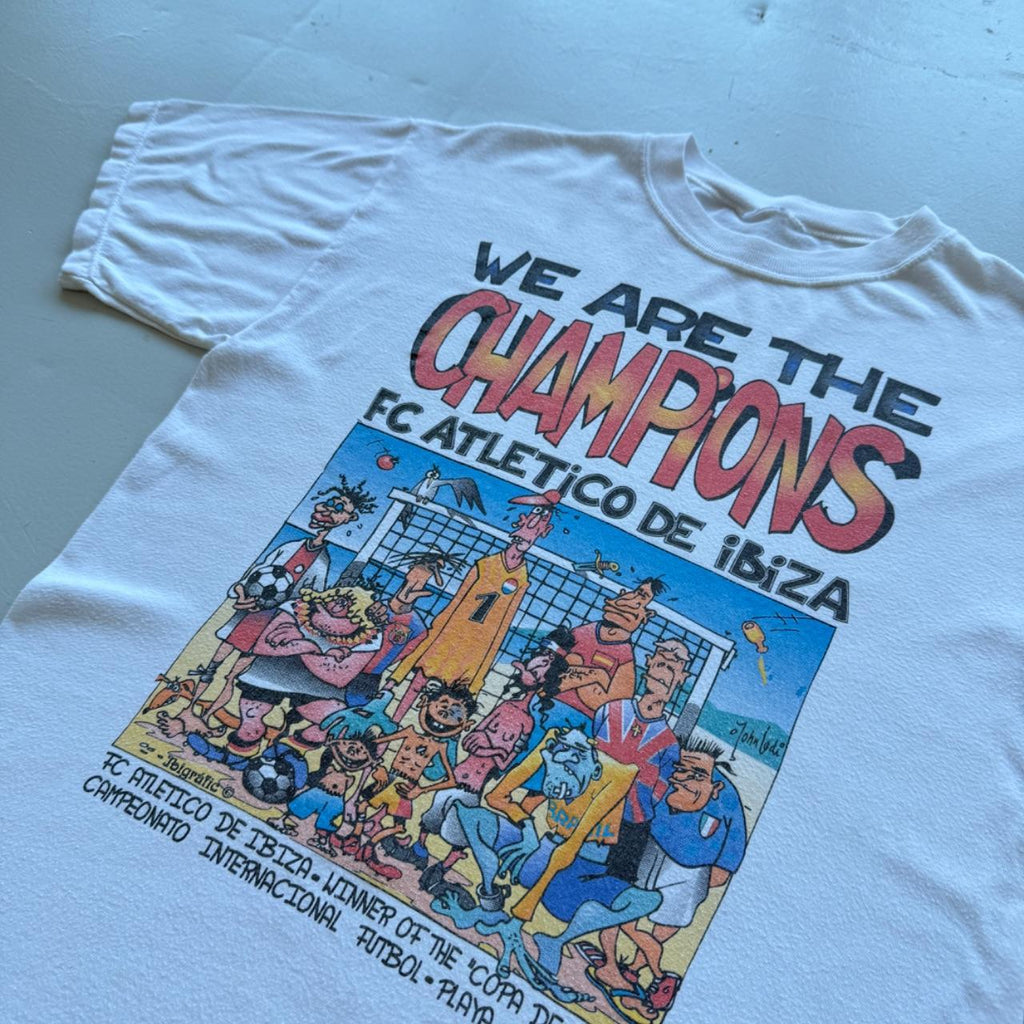 White Ibiza Football 90's Graphic Cartoon T-Shirt - Medium