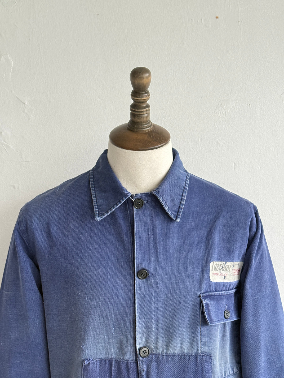 Thrashed Blue French 80's Vintage Workwear Chore Jacket CH562 - Medium