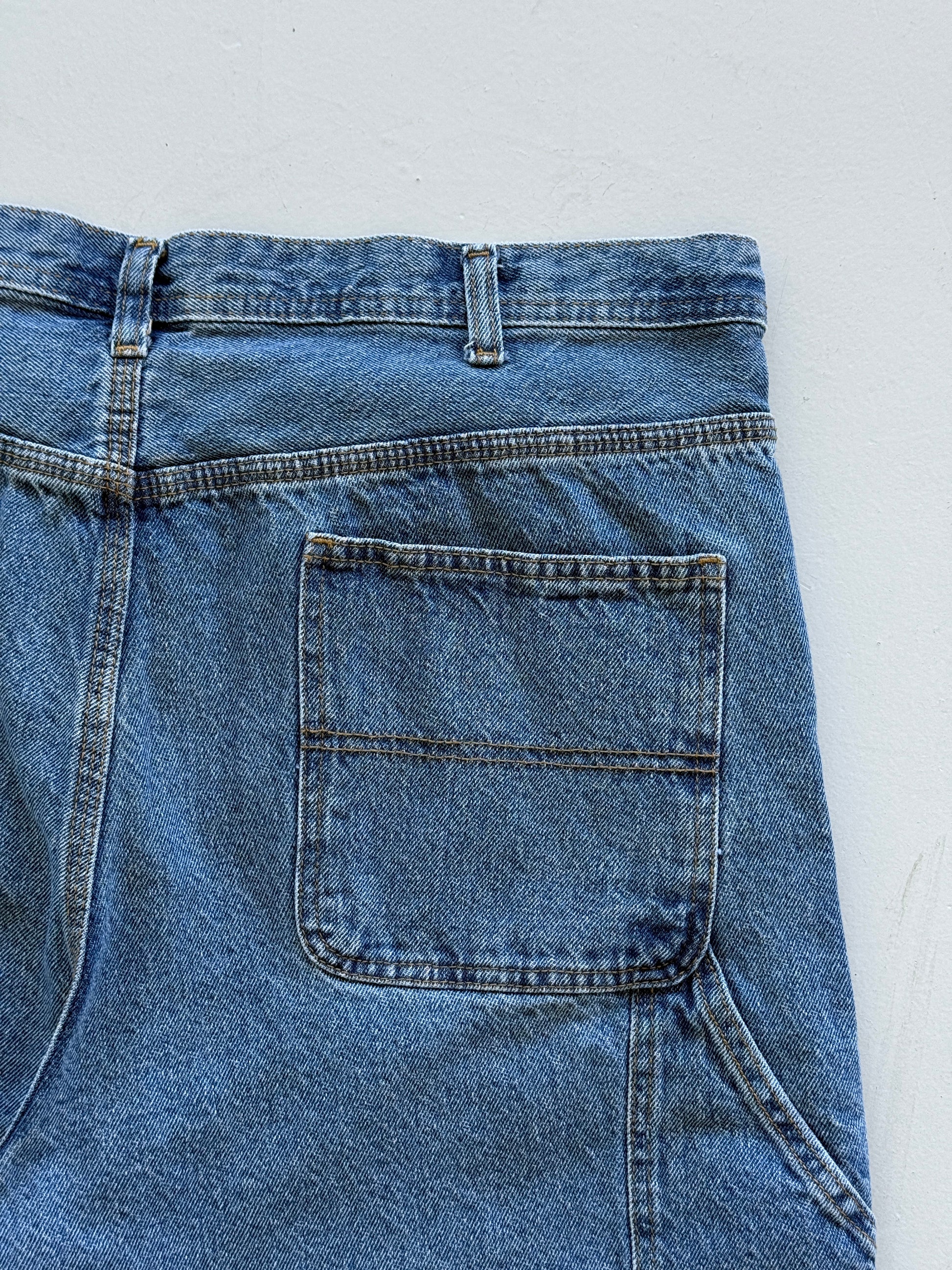 Blue 90's Vintage Baggy Carpenter Style Denim Shorts - W40 x L9