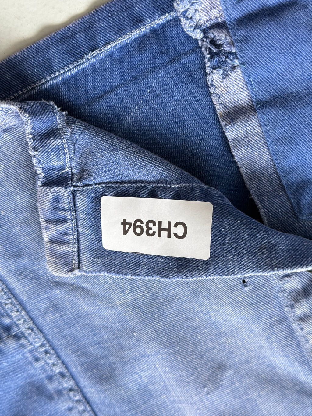 Faded Blue French Vintage Workwear Chore Jacket CH394 - Small