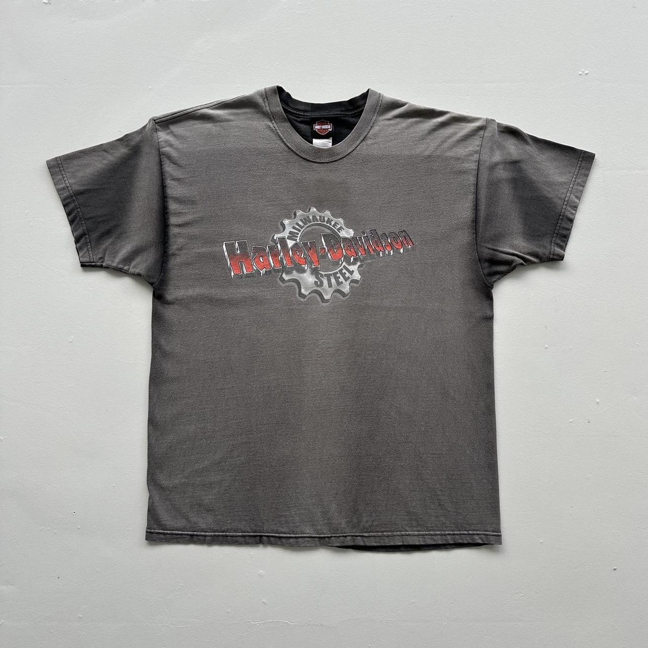 Black Faded Harley Davidson Biker Vintage 00's Graphic T-shirt - XL