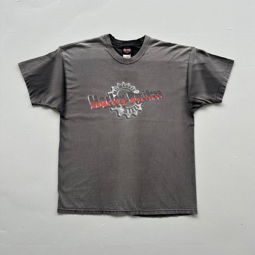 Black Faded Harley Davidson Biker Vintage 00's Graphic T-shirt - XL