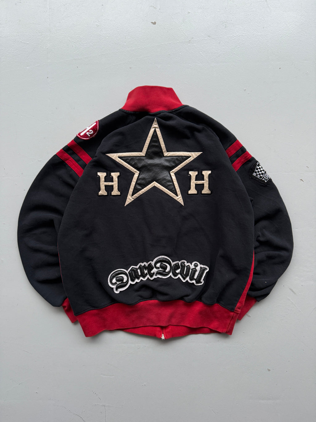 Red Harrison Dare Devil Vintage 90's Zip Up Sweatshirt - Medium