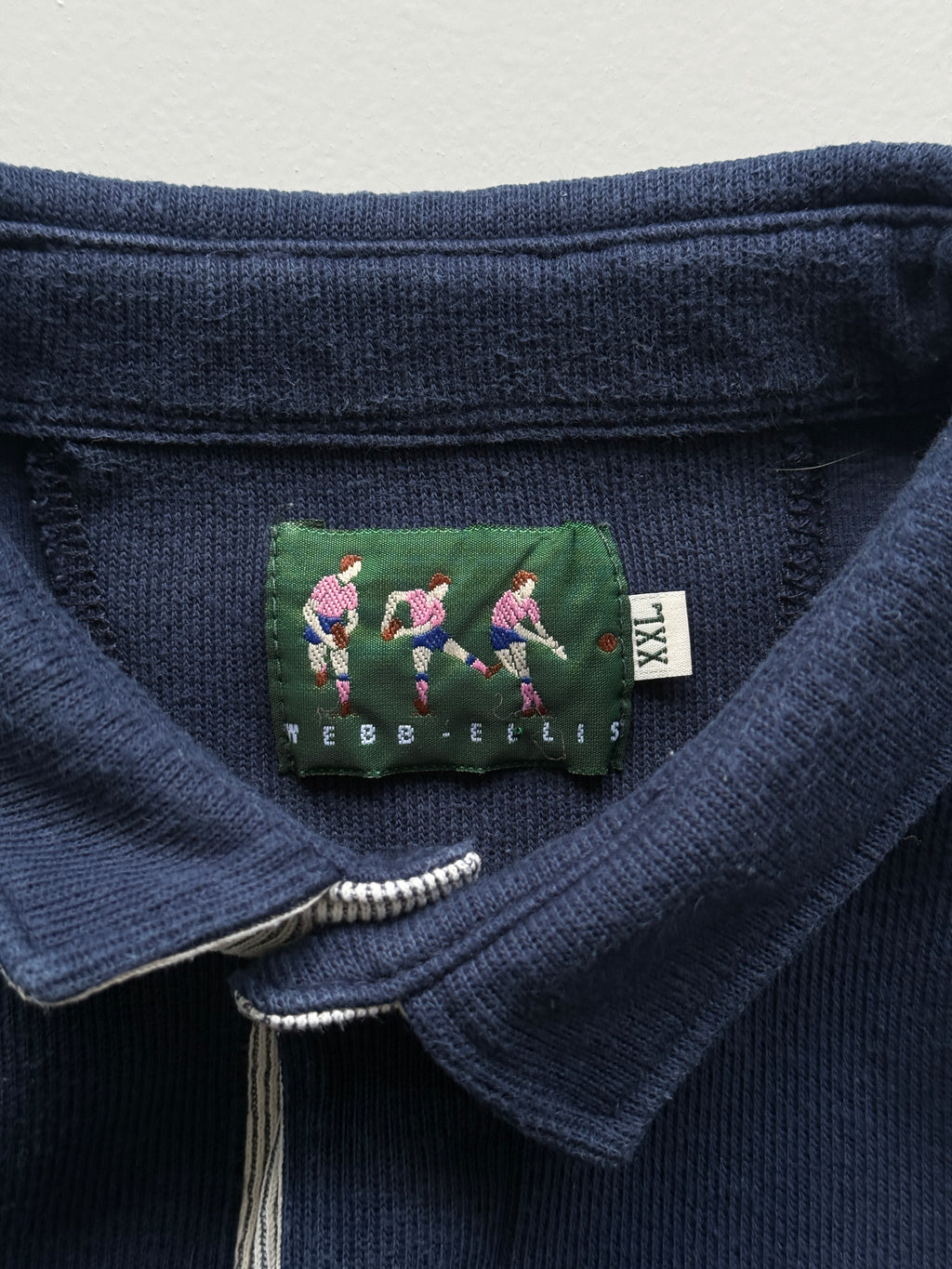 Navy Blue Five Nations 90's Vintage Long Sleeve Rugby Polo Jersey - XL