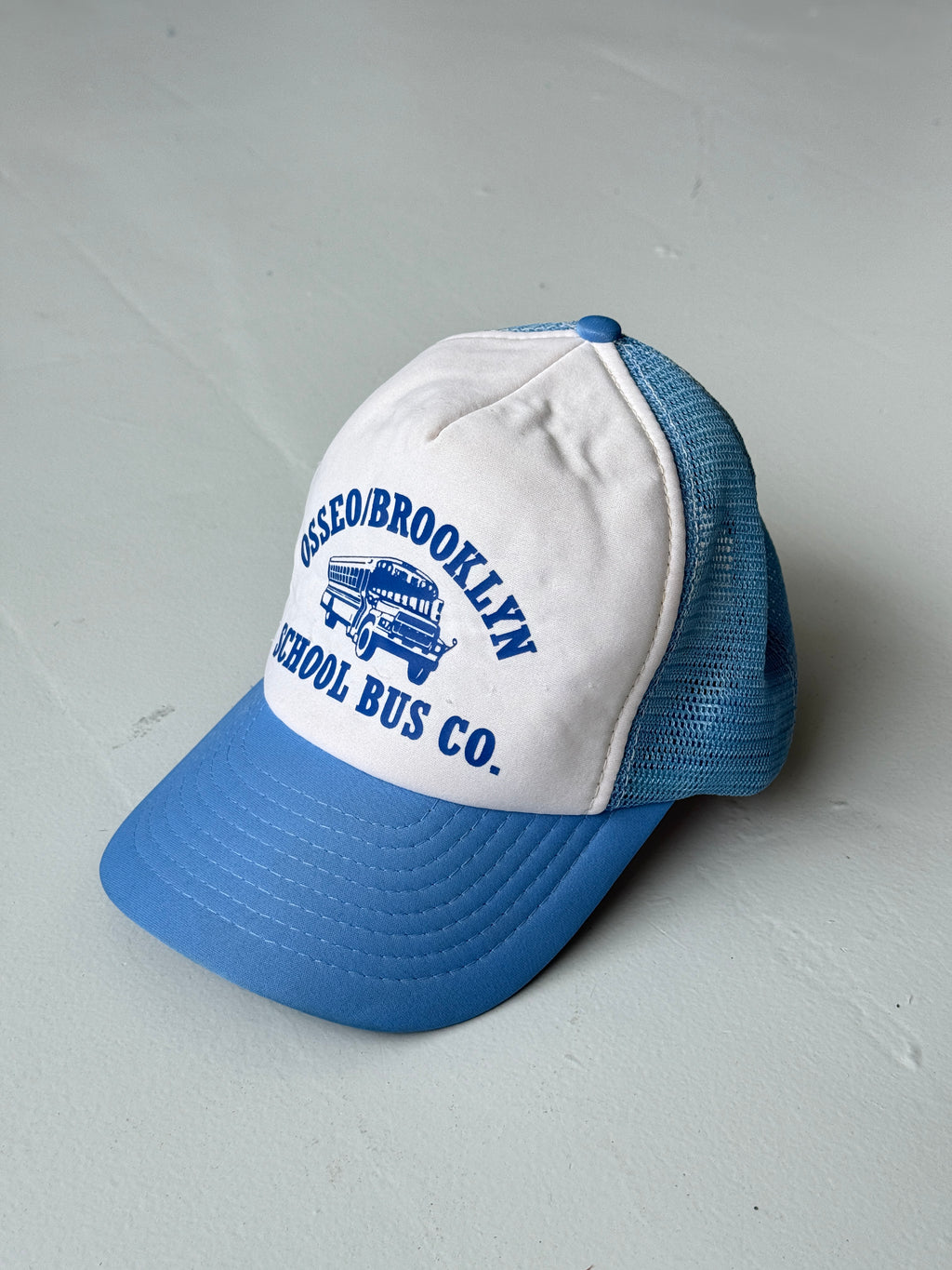 Blue Brooklyn School Bus Vintage Foam and Mesh SnapBack Trucker Cap