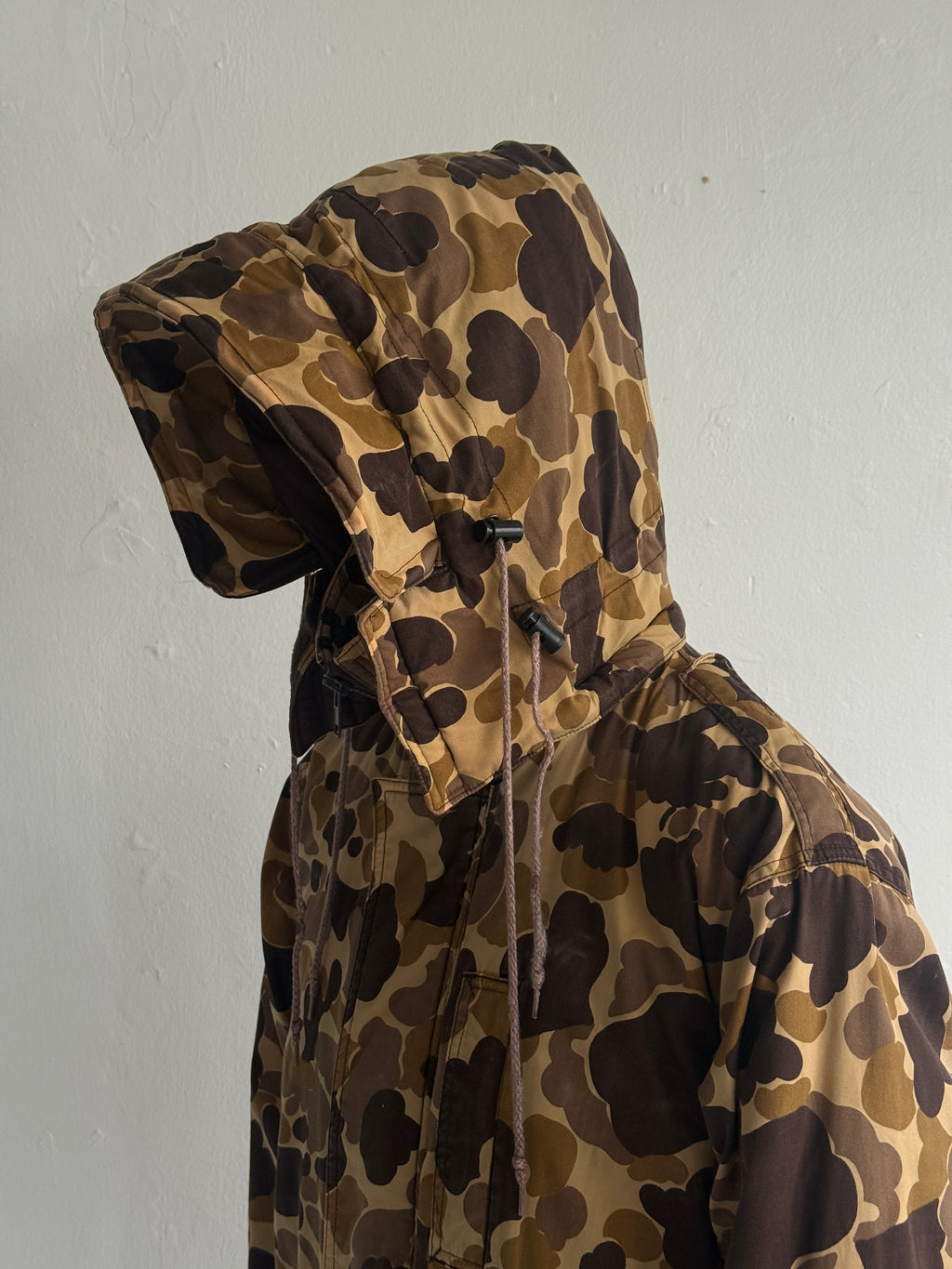 Avid Camo Duck Hunter 80's Vintage Hooded Hunting Jacket - Medium