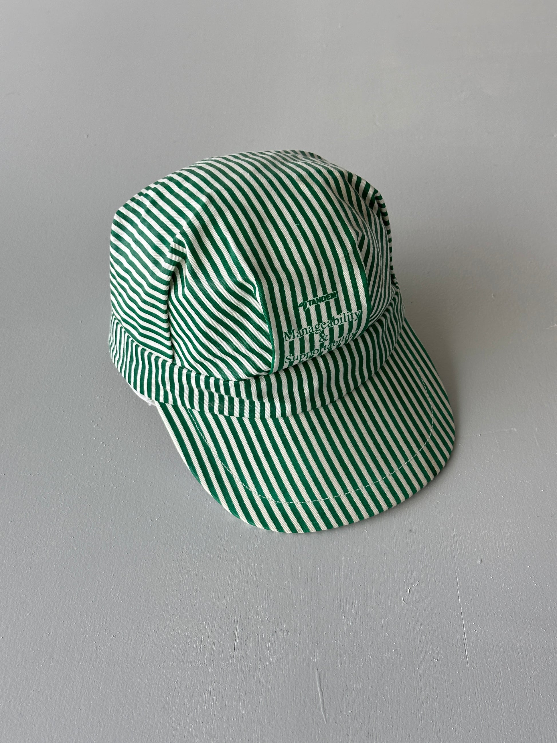 Green & White Tandem Striped 90's Vintage SnapBack Trucker Cap