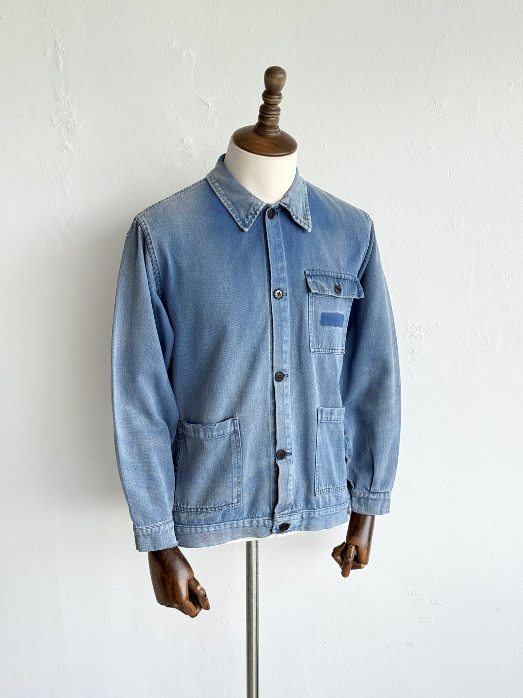 Thrashed Blue French 1960's Vintage Workwear Chore Jacket CH541