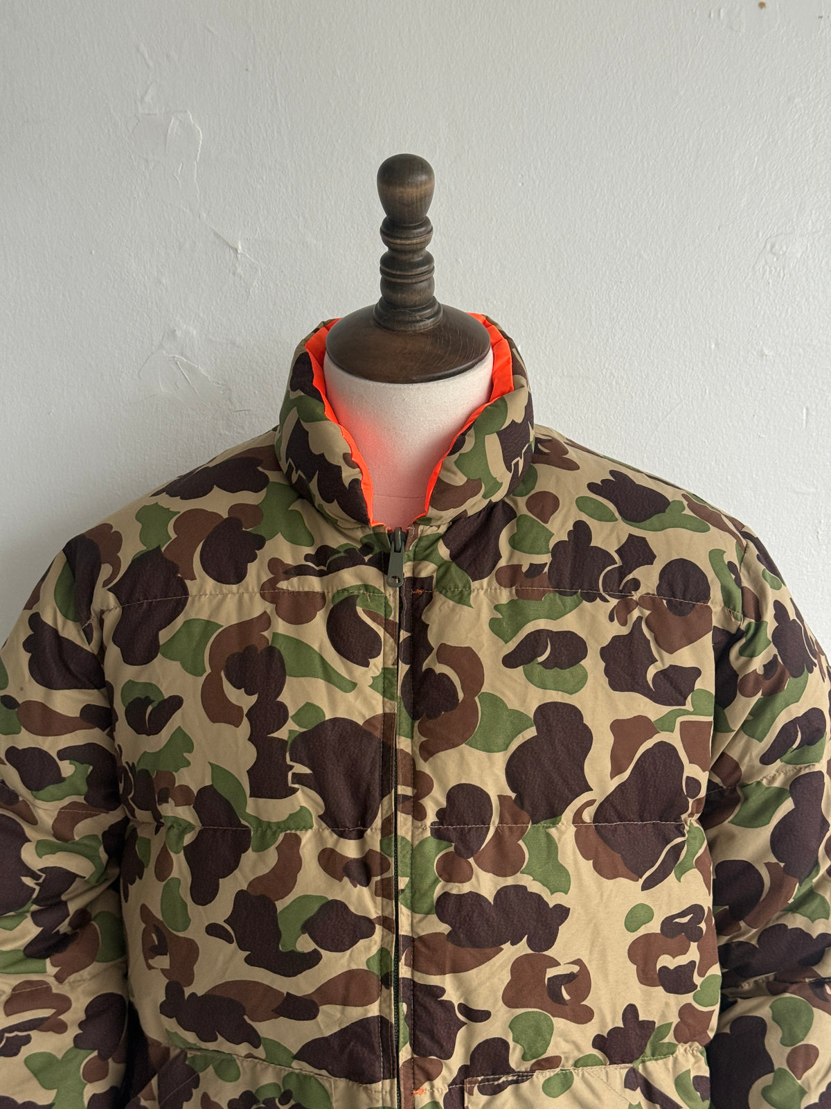 Cabela's Camo & Blaze Orange Reversible 80's Vintage Hunting Puffer Jacket - XL