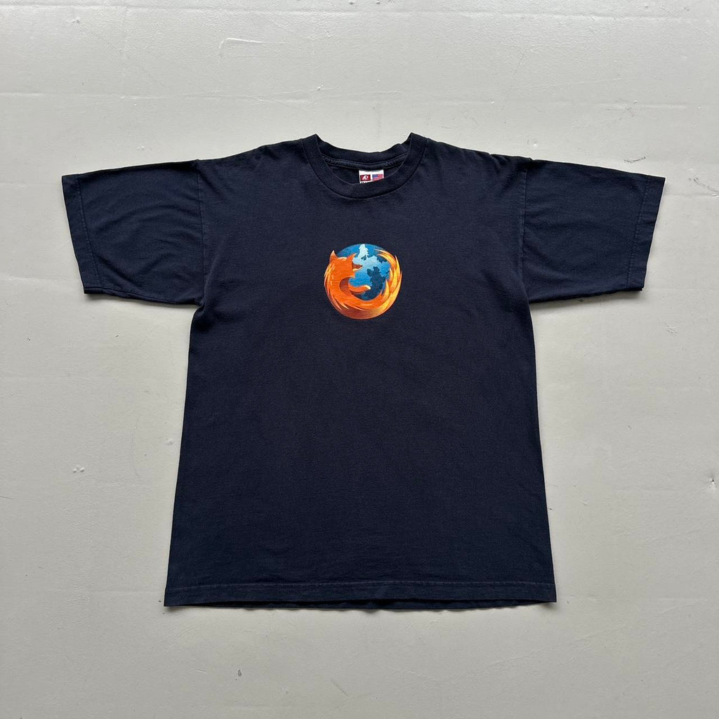 Navy Mozilla Firefox 00s Vintage Graphic T-Shirt - Large