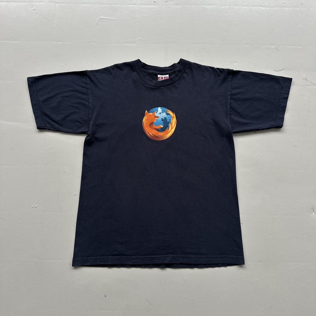 Navy Mozilla Firefox 00s Vintage Graphic T-Shirt - Large