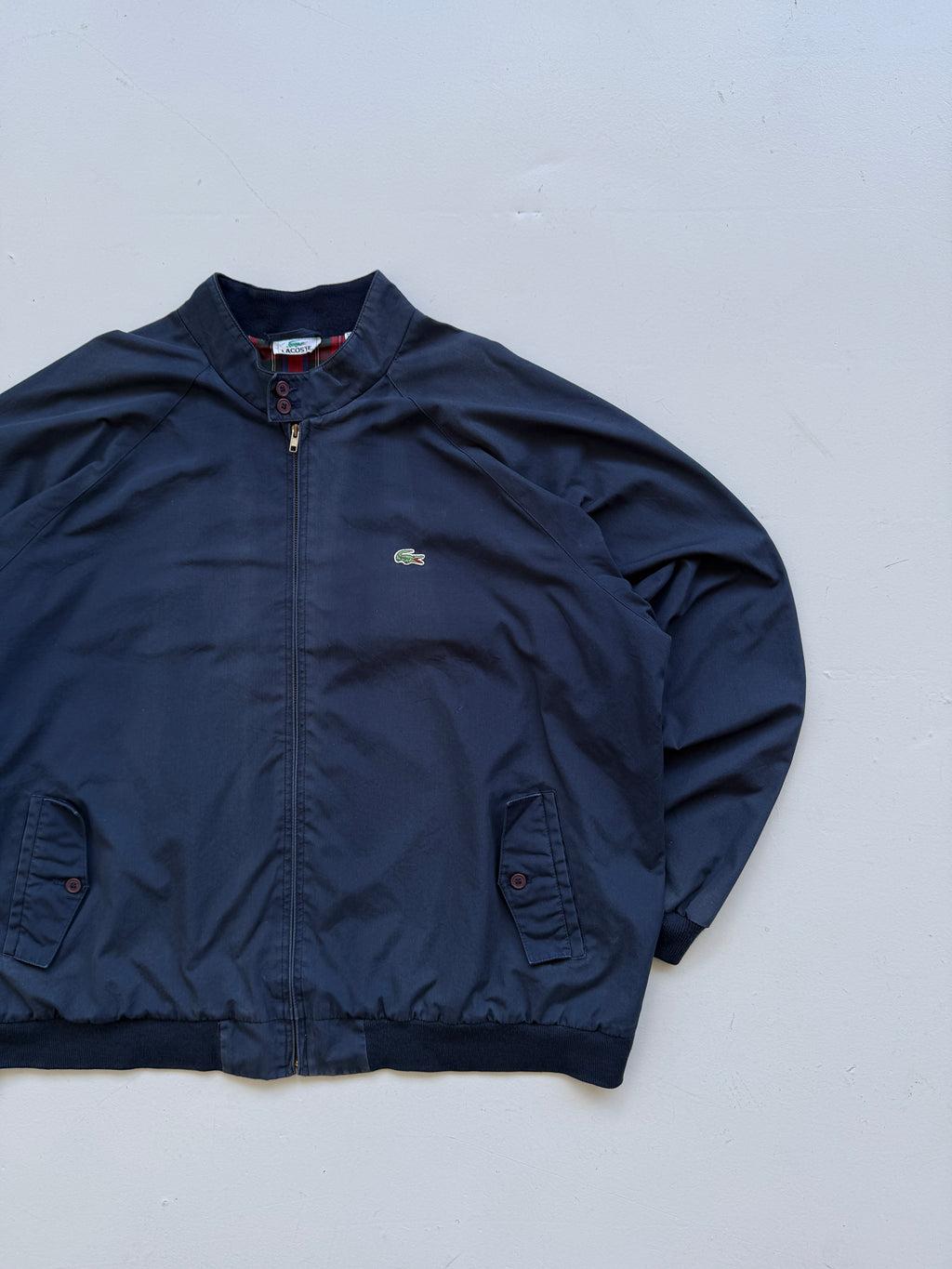 Lacoste Navy Harrington Vintage Jacket Made in Sri Lanka - XXL