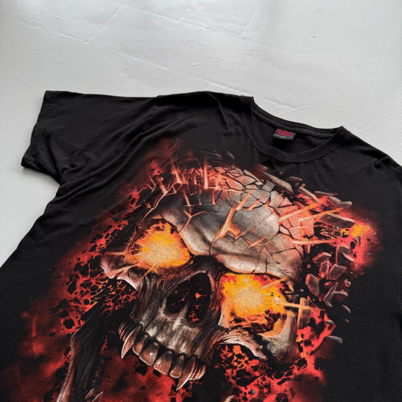 Black Gothic Skull Y2K 00s Vintage T-shirt - 2XL