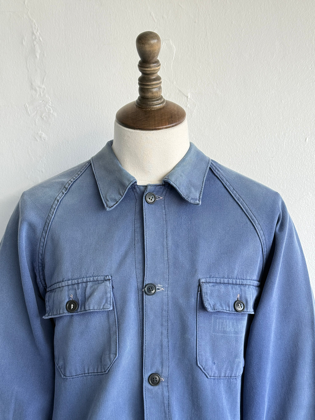 Thrashed Blue French 1960s Vintage Workwear Chore Jacket CH494 - Small