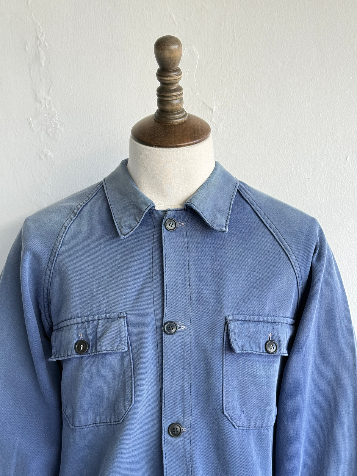 Thrashed Blue French 1960s Vintage Workwear Chore Jacket CH494 - Small