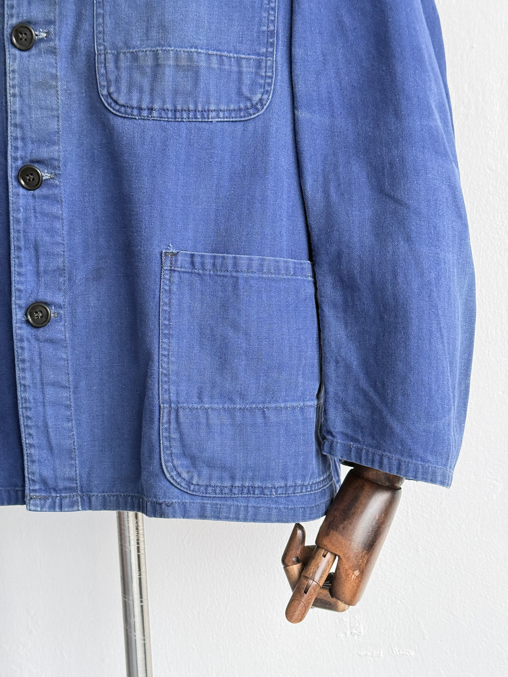 Blue French Vintage 1970's Workwear Chore Jacket CH545 - Small