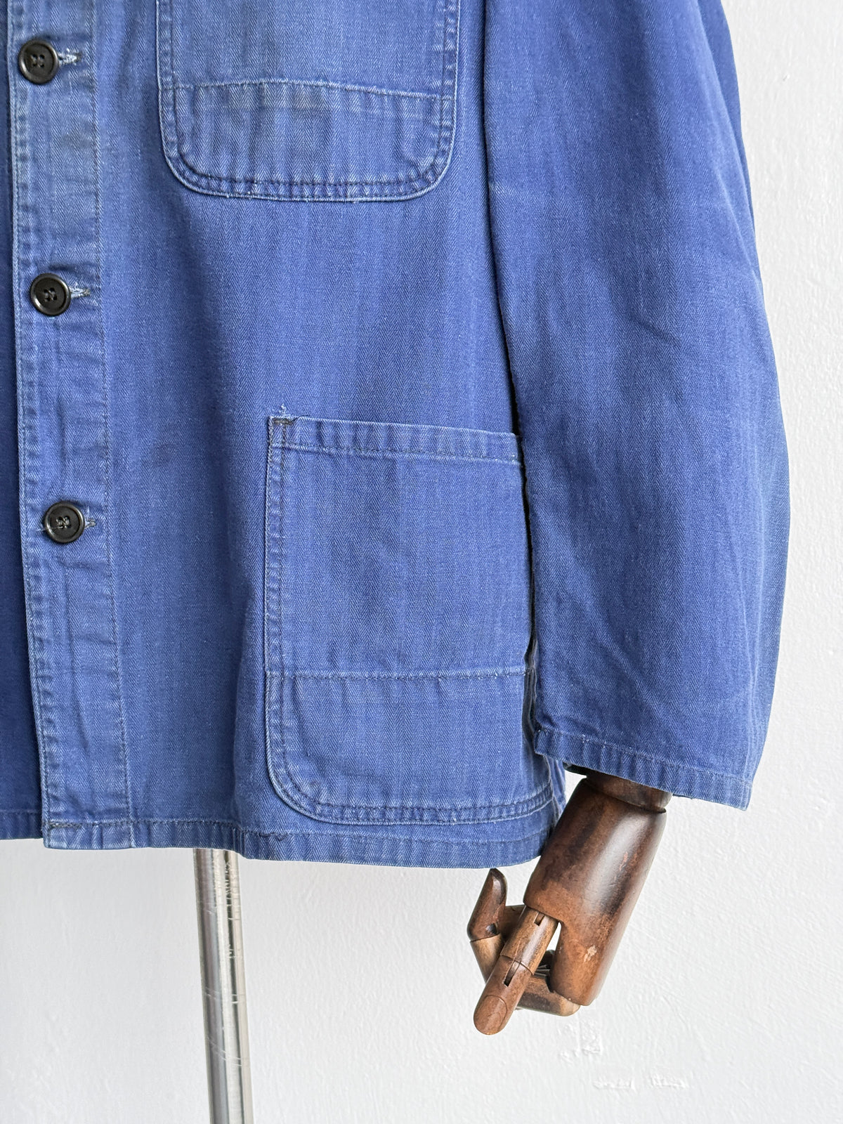 Blue French Vintage 1970's Workwear Chore Jacket CH545 - Small