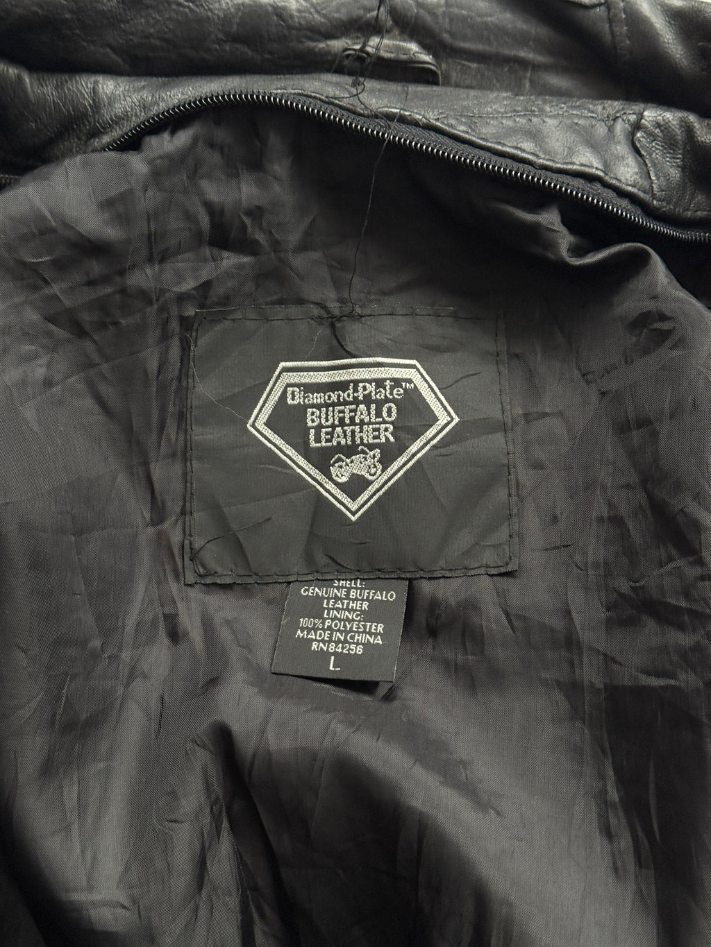 Black 80's Vintage Leather Biker Jacket- Medium