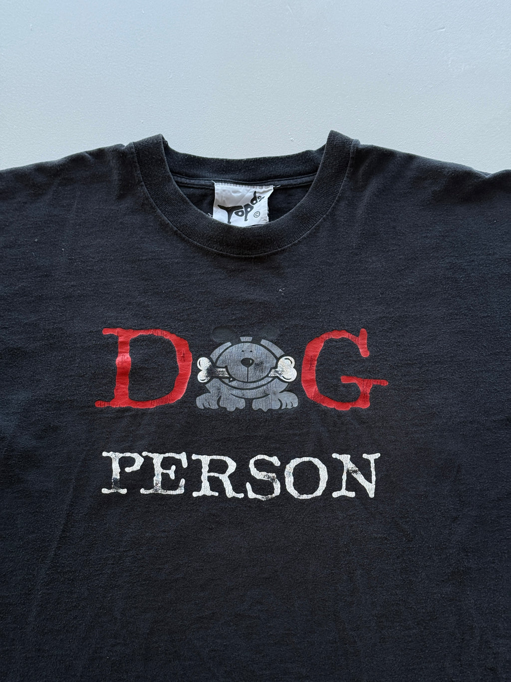 Black Dog Person 90's Vintage Graphic T-Shirt - Large
