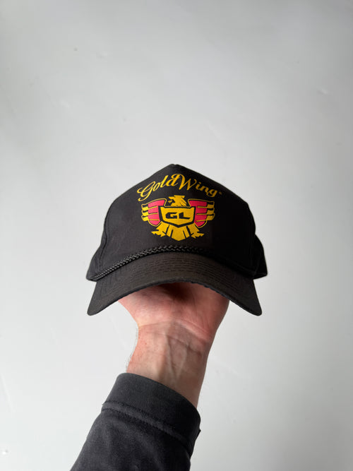 Black Gold Wing Motorcycles Vintage Cotton SnapBack Trucker Cap