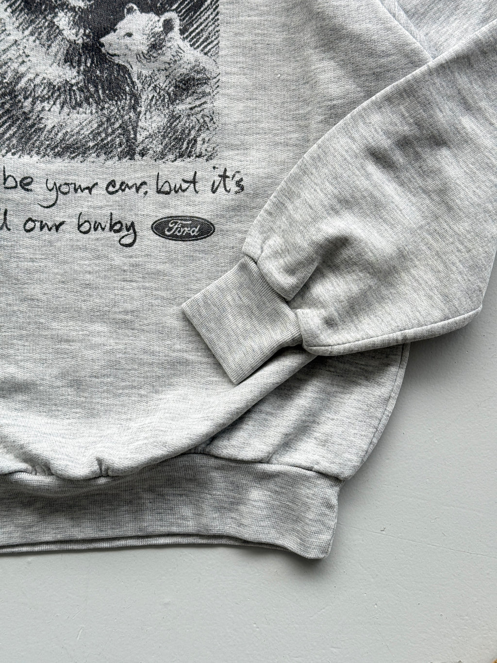 Grey Ford 90's Vintage Graphic Slogan Sweatshirt Jumper - Small