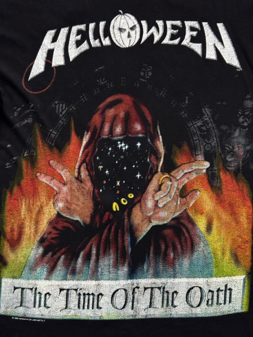 Black Helloween 90's Vintage Metal Graphic Band T-Shirt - Small